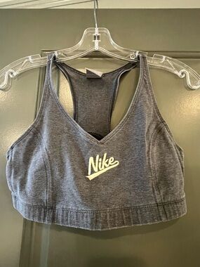 Nike Heather Grey V-Neck Racerback Sports Bra